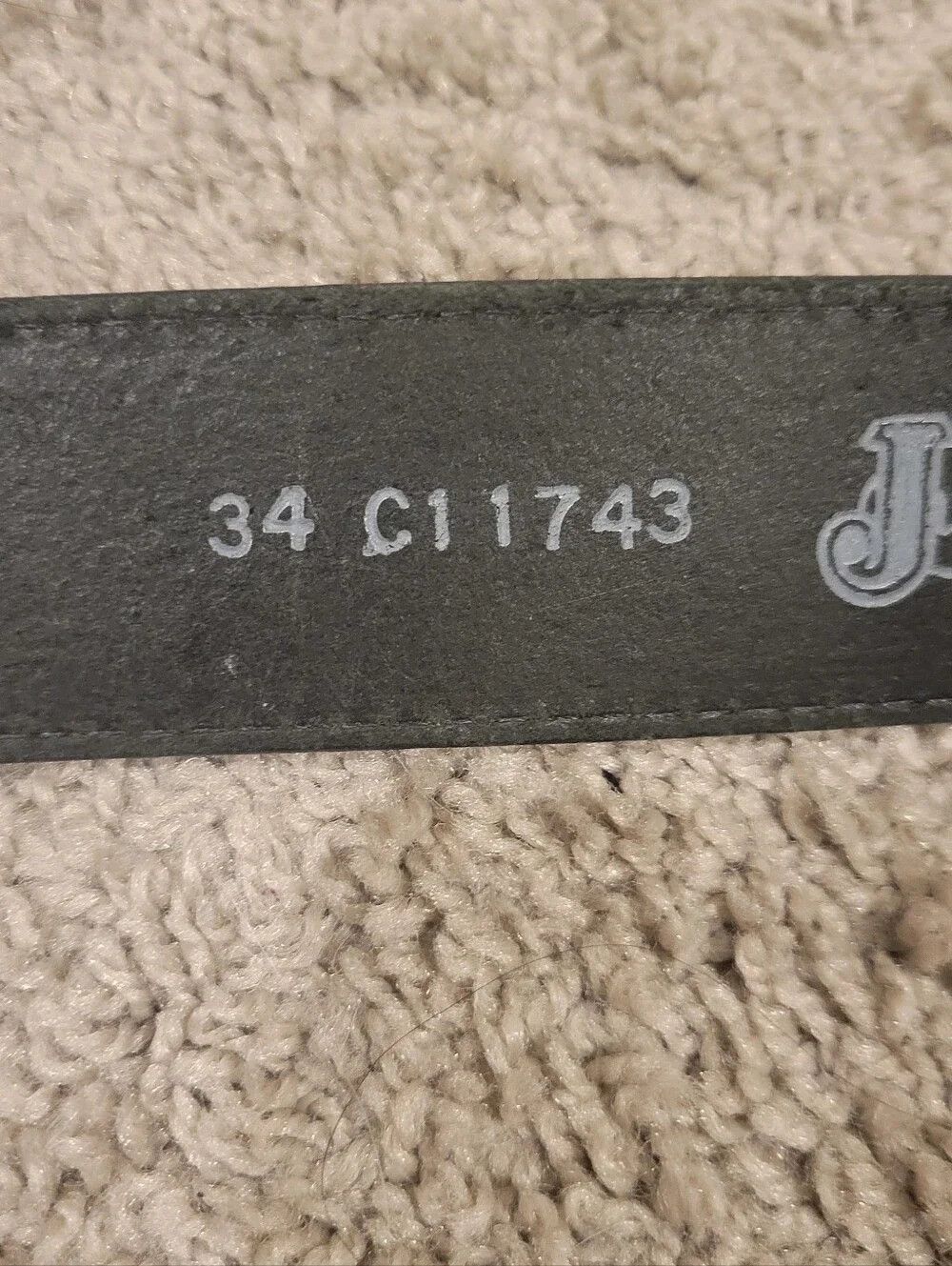 Justin Bomber Black Leather Belt Size 34 NWT
